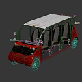 Red Electric Shuttle Vehicle With White Roof Open Side And Multiple Seats