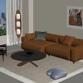 Modern Sofa Coffee Table Combination Single Sofa Floor Lamp Pillow 3d model