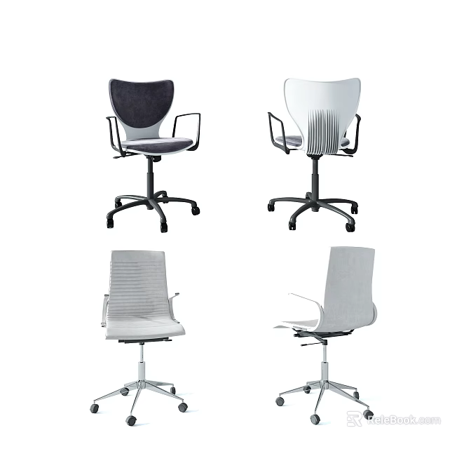 Modern Office Chairs With Various Ergonomic Designs And Comfortable Features For Workspace Use 3d model