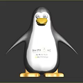 Adorable Penguin Toy Standing With Black White Body And Yellow Feet On Dark Background