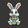 Cute Plush White Rabbit With Blue Bow Yellow Clothing And Easter Egg Backpack 3d model