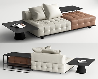 Modern double sofa side corner table 3d model