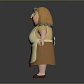 3D Model Elderly Woman Character With Checkered Apron Brown Shoes And Plump Figure