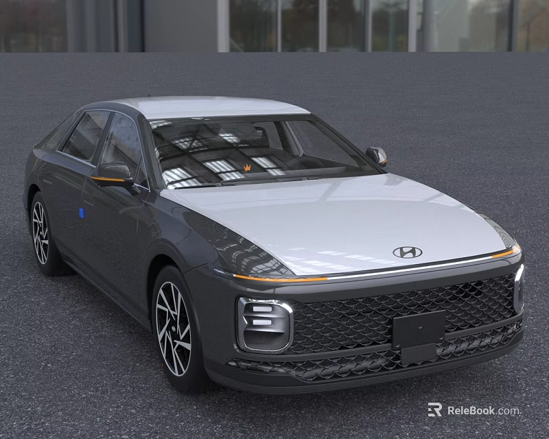 Hyundai Silver Gray Sedan with Modern Front Grille and Sleek Headlights Stylish Exterior Design 3d model 