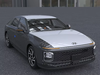 Hyundai Silver Gray Sedan with Modern Front Grille and Sleek Headlights Stylish Exterior Design 3d model
