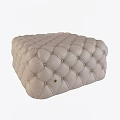 Beige Upholstered Ottoman With Tufted Diamond Pattern And Soft Padded Surface