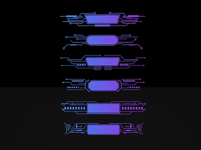 Futuristic Tech Style Sculpture Carving With Blue Purple Gradient Decorative Strips And Different Patterns 3d model