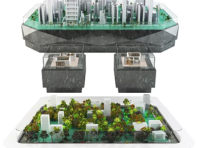 Commercial Equipment For Architectural Model Display With Transparent Panel And Green Plant Elements 3d model