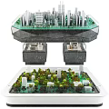 Commercial Equipment For Architectural Model Display With Transparent Panel And Green Plant Elements 3d model