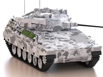 Modern Military Tank With Camouflage Paint Turret And Gun Barrel 3d model