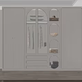 Modern White Wardrobe Featuring Glass Doors Drawers And Open Shelves