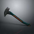 Durable Metal Head Axe with Green Handle and Orange Stripe on Dark Background