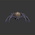 3D Fantasy Spider With Purple Spiked Legs Orange Brown Body And Red Eyes