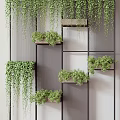 Modern Indoor Partition With Hanging Green Plants And Metal Frame Design