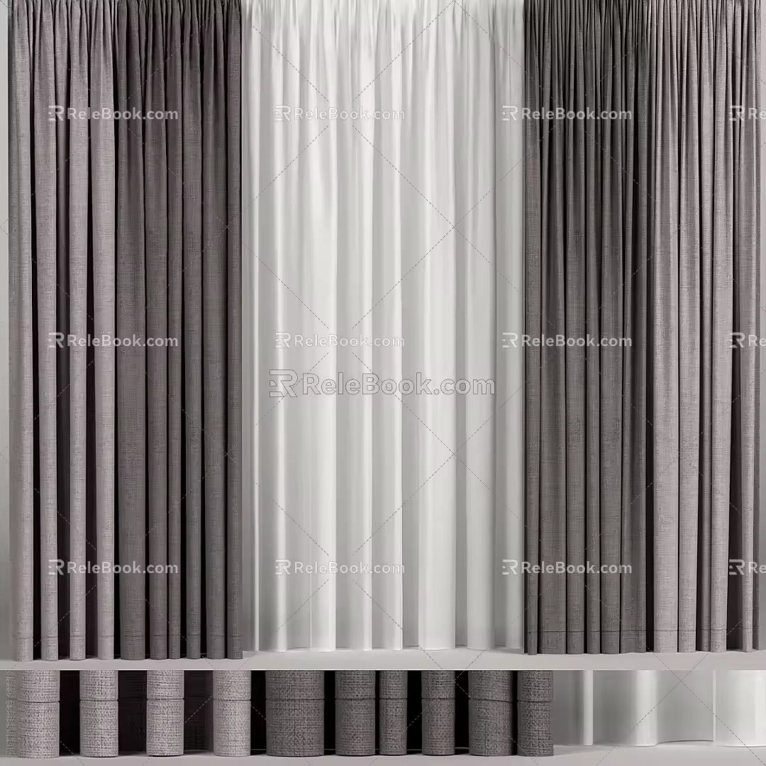 Modern Curtain Window Screen 3d model