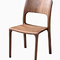 Walnut Wood Leisure Chair With Minimalist Design Curved Backrest And Natural Grain