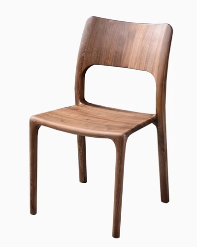 Walnut Wood Leisure Chair With Minimalist Design Curved Backrest And Natural Grain 3d model