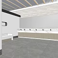 Modern Public Toilet Interior With Urinals Green Vertical Garden And Gray Flooring