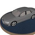 Silver Audi Luxury Sedan Displayed On Blue Platform With Black Background 3d model