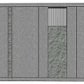 Modern Gray Sofa Backdrop Wall With Vertical Slats And Stone Texture