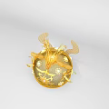 Golden Filigree Tiara with Floral Patterns Pearl Accents and Butterfly Decorations