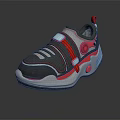 Gray And Red Sporty Casual Shoes With White Accents Mesh Upper And Cushioned Sole