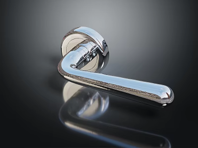 Sleek Polished Stainless Steel Door Handle With Modern Reflective Surface Design 3d model