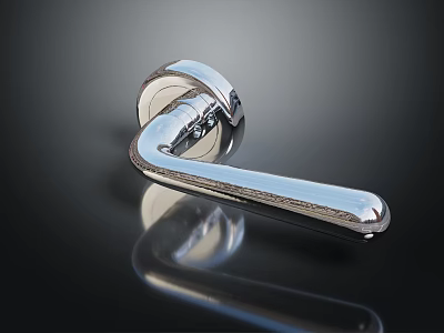 Sleek Polished Stainless Steel Door Handle With Modern Reflective Surface Design 3d model Sleek Polished Stainless Steel Door Handle With Modern Reflective Surface Design 3d model