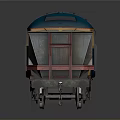 Blue Model Train Locomotive Pulling Gray Freight Car With Metal Design