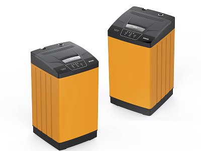 Stylish Orange And Black Washing Machines With Modern Design And Control Panel 3d model