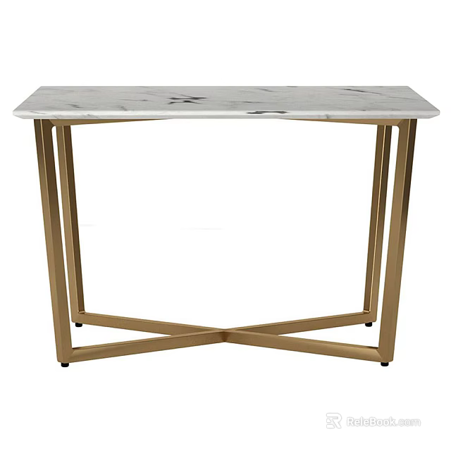 Modern Dining Table With White Marble Top And Gold Metal Frame Design 3d model 