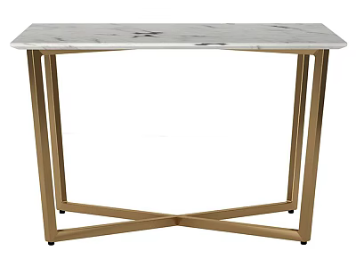 Modern Dining Table With White Marble Top And Gold Metal Frame Design 3d model