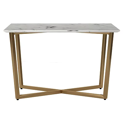 Modern Dining Table With White Marble Top And Gold Metal Frame Design 3d model