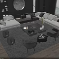 Modern Sectional Sofa and Coffee Table Set with Plush Cushions Accent Chairs and Decorative Items