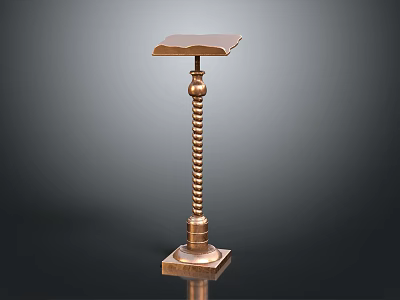 Elegant Functional Table With Spiral Metal Column And Square Base Flat Top Design 3d model