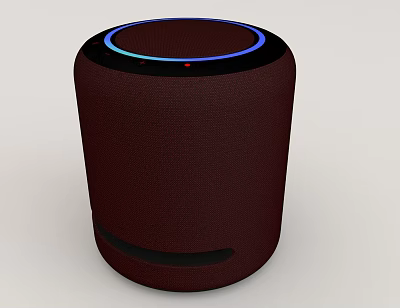 Dark Red Cylindrical Fabric Speaker With Blue Ring Light On Top 3d model Dark Red Cylindrical Fabric Speaker With Blue Ring Light On Top 3d model