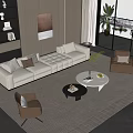 Sofa Coffee Table Set Single Sofa Lazy Sofa Floor Lamp 3d model