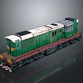 Green White Train Locomotive Model With Metal Body And Cab Windows