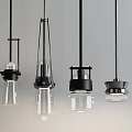 Modern Design Pendant Lights With Different Styles Transparent Glass Shades And Black Metal Frames
