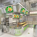 Modern Dessert Shop Interior With Open Layout Dessert Display Counter And Menu Screens 3d model