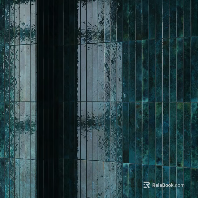 Green Glass Structural Components With Vertical Stripes And Reflective Textured Surfaces 3d model