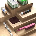 Traditional Mahjong Entertainment Setup With Colored Chips On Wooden Platform