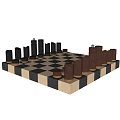 Wooden Chess Board Game With Black And White Squares And Carved Pieces For Entertainment