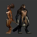 Game Movie Characters Anthropomorphic Animal Design With Orange Brown Fur Muscular Build And Tails