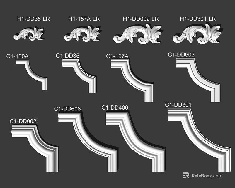 Decorative Gypsum Coving With Various Designs Different Patterns And Styles 3d model 