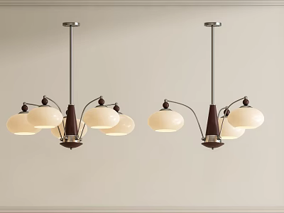 Modern Interior Chandeliers With Three Bulbs White Lampshades And Elegant Metal Frame 3d model