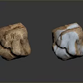 Two Natural Wood Stone Decorative Pieces With Brown And White Veined Textures
