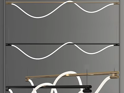Modern Wavy Chandelier Design With White Curved Light And Metal Frame For Interior Decor 3d model