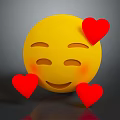 Cute Yellow Smiley Face Emoji Sticker With Red Hearts And Blushing Cheeks For Daily Decorative Use