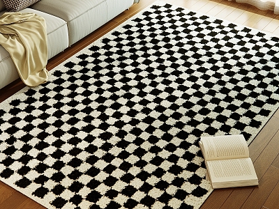 Black and White Plaid Carpet 3d model